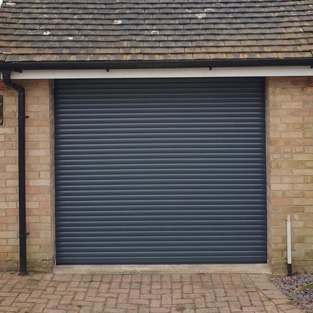 Newly black shutter garage door
